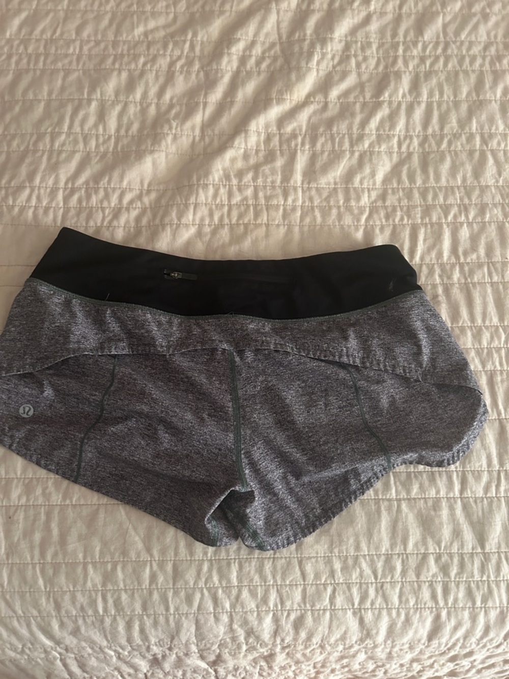 lululemon athletica Gray and Black Speed  Shorts, mid rise 2.5